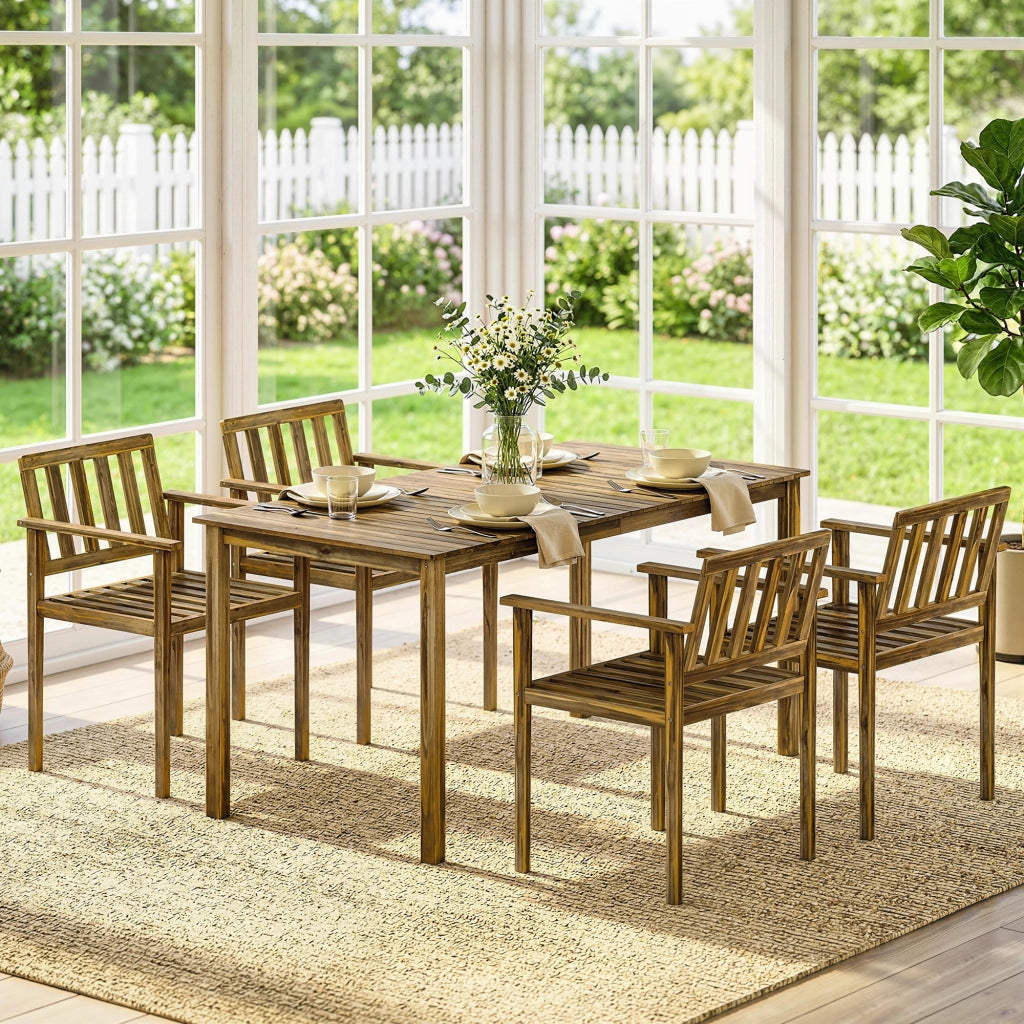 Set da pranzo 5 pezzi ¨C Minimal ¨C tavolo e sedie in teak per 4 persone