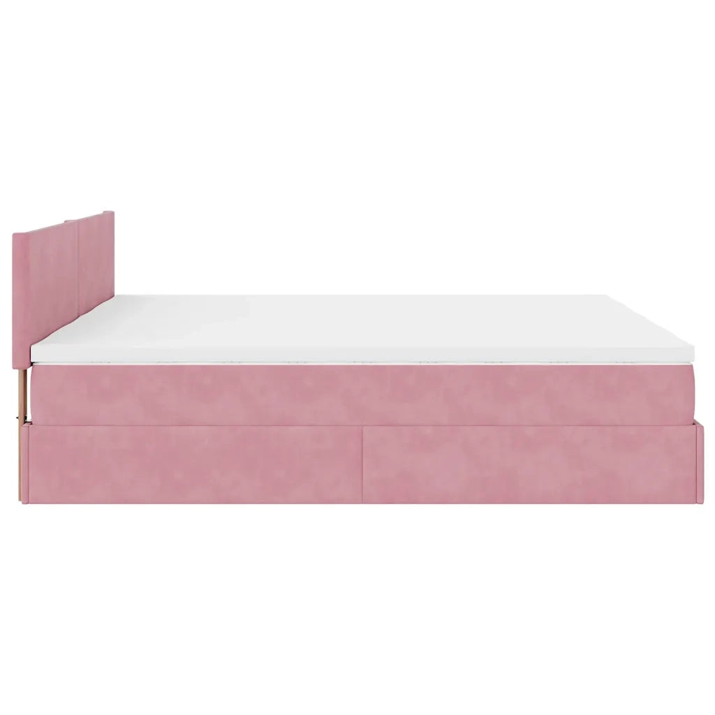 Struttura Letto Pouf con Materassi Rosa 200x200 cm Velluto 3312067