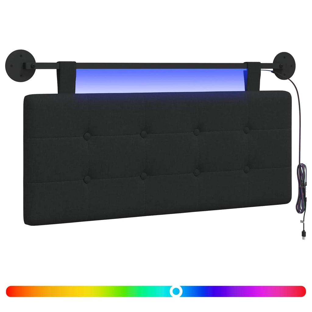 Testiera sospesa Con luce LED Nero Tessuto 3424389