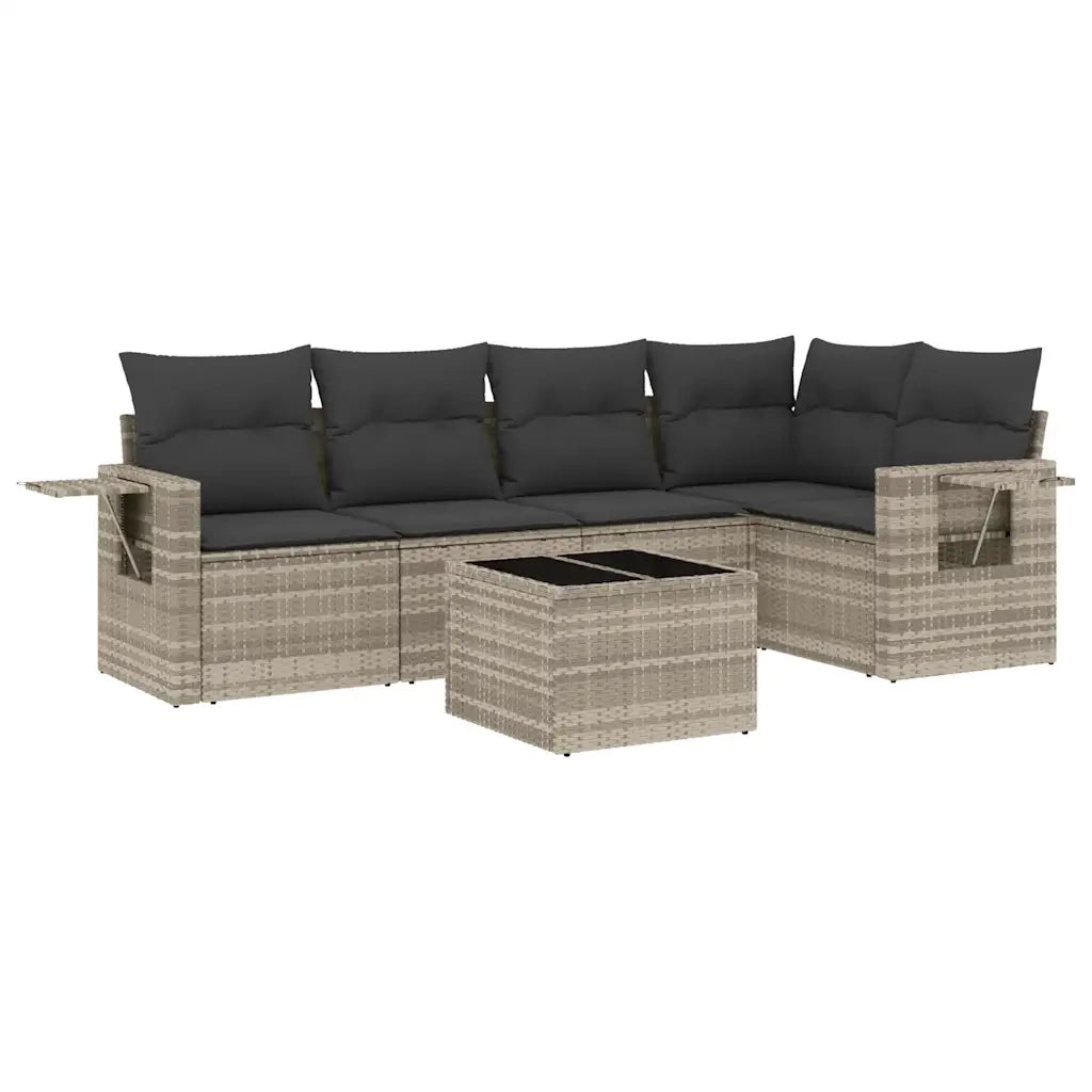 Set Divano da Giardino 6pz con Cuscini Grigio Chiaro Polyrattan 3220141