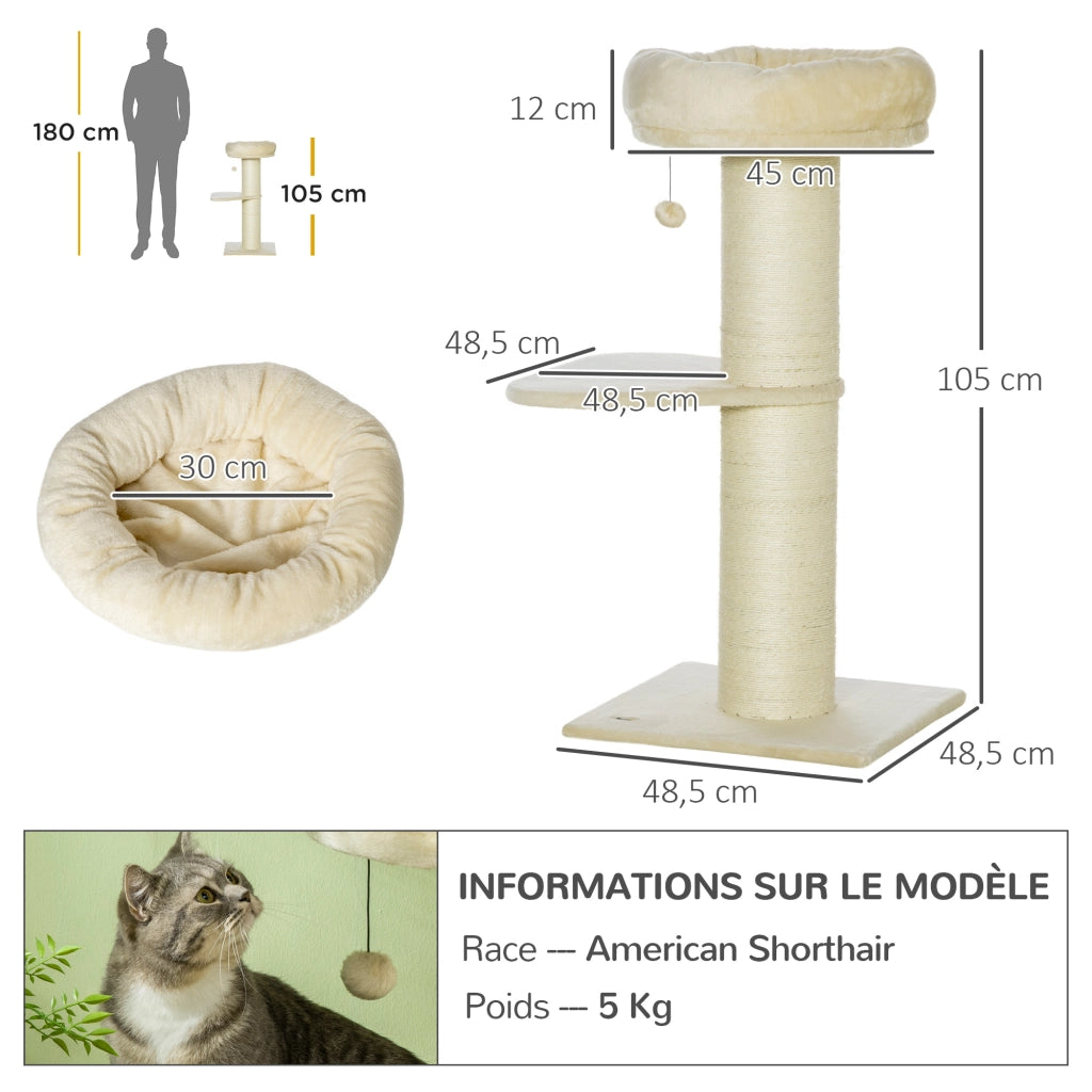 Arbre ¨¤ chat ¨C Minimal ¨C sisal naturale con piattaforme e cesto