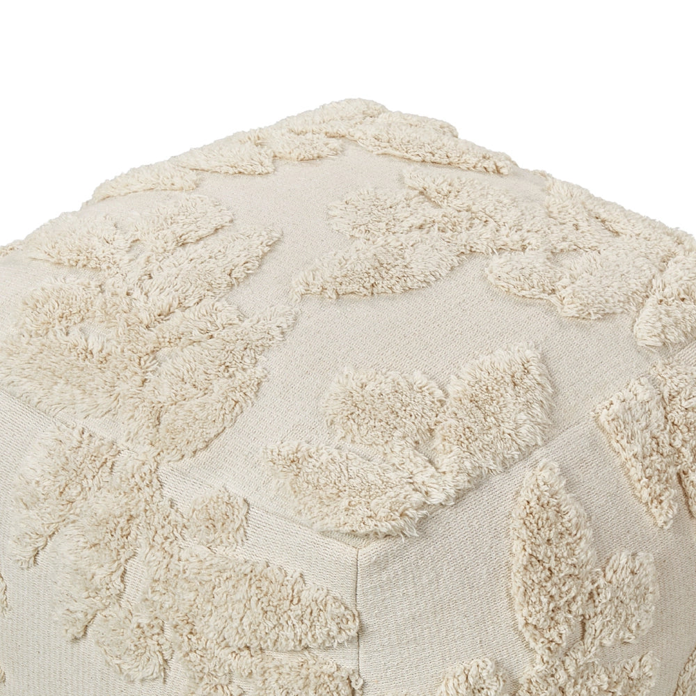 Pouf in cotone beige 45 x 45 x 45 cm con imbottitura in EPS Rivestimento spesso con motivo bohémien