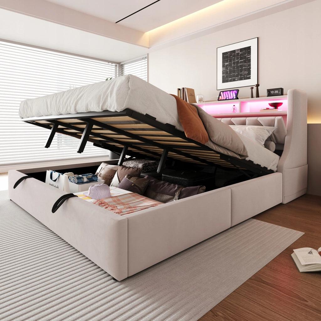Letto imbottito matrimoniale - Xylo - 180x200 - Grigio - Base idraulica