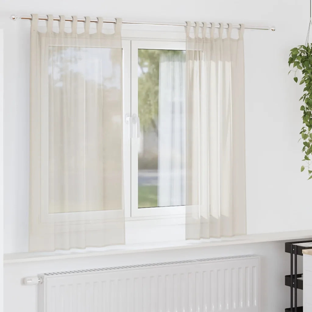 Tende in Voile con Linguetta 2 pz Crema