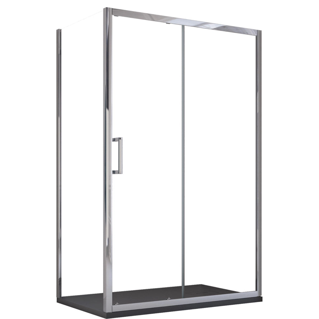 Box Doccia Angolare 80x150 cm 1 anta Scorrevoli 2 Lati Fissi in Cristallo trasparente 6mm H195 Bonussi Sole