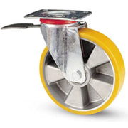Trade Shop - Ruota Girevole Con Piastra E Freno Rivestimento In Poliuretano Avolan Sh A 91 -    -125 Mm   -