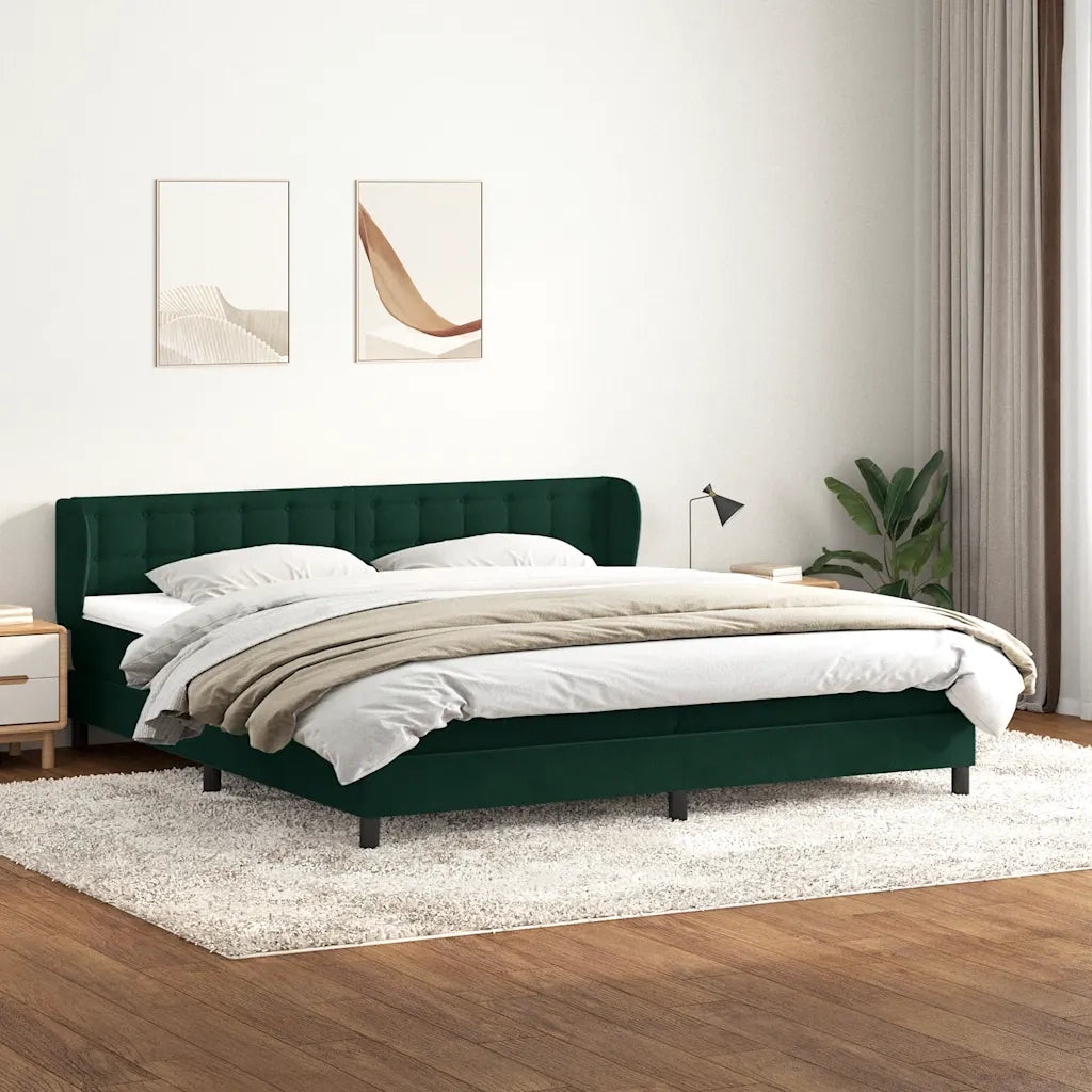 Giroletto a Molle con Materassi Verde Scuro 180x220 cm Velluto 3317916
