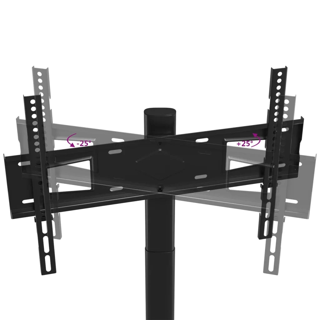Mobile angolare girevole per TV 66 x 38 x 128,5 cm 3 ripiani salvaspazio elegante in metallo nero 02_0047638