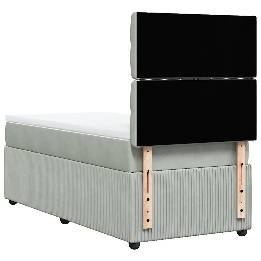 Giroletto a Molle con Materasso Grigio Chiaro 100x200cm Velluto 3294568