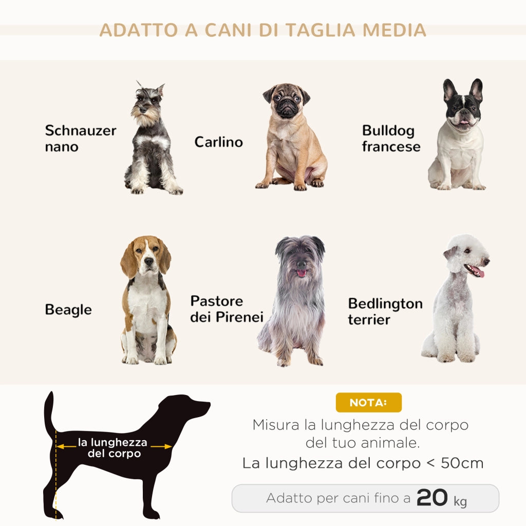 Divano per Cani Vellutato con Cuscino e Braccioli ¨C Minimal ¨C 82x54x36 cm, Grigio Chiaro