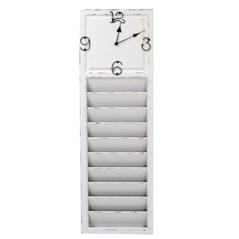 Orologio muro legno old time con portalettere cm 30x6h100