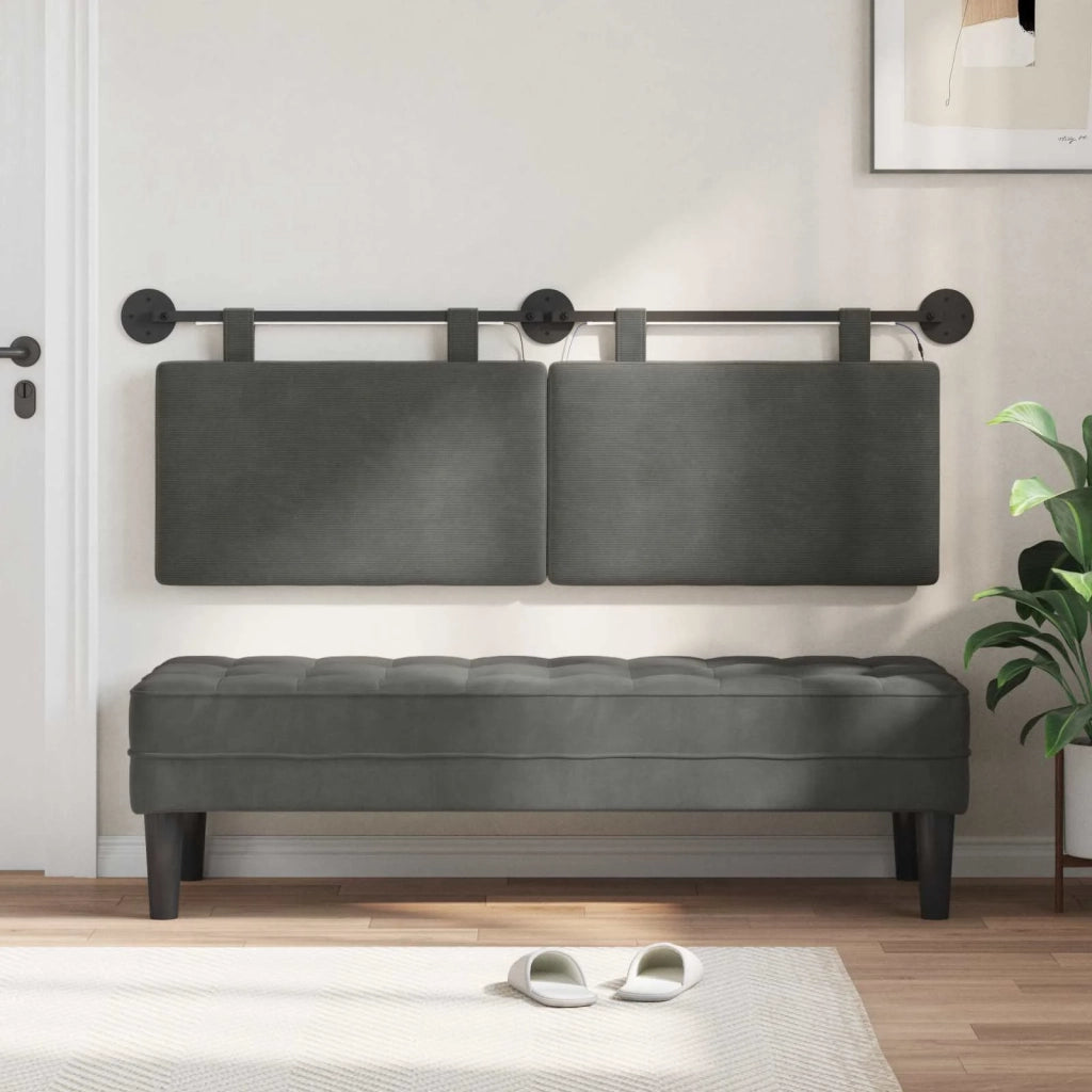 Testiera | Testata sospesa Con luce LED Grigio Scuro Tessuto in Cords