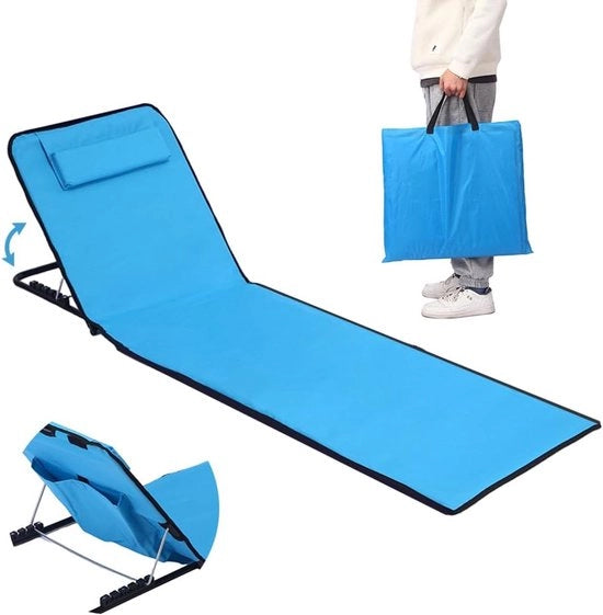 Beach Chair con schienale regolabile e borsa da trasporto (blu)
