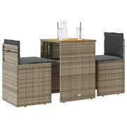 Set da Bistrò 3 pz con Cuscini Grigio in Polyrattan 4003876