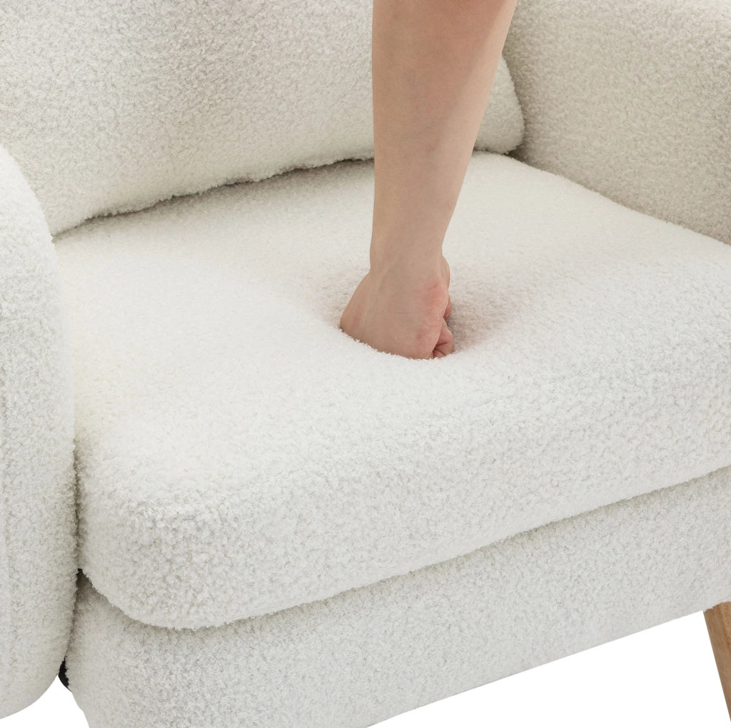 Poltrona singola in tessuto teddy con cuscino; 71x72x71 cm; bianco