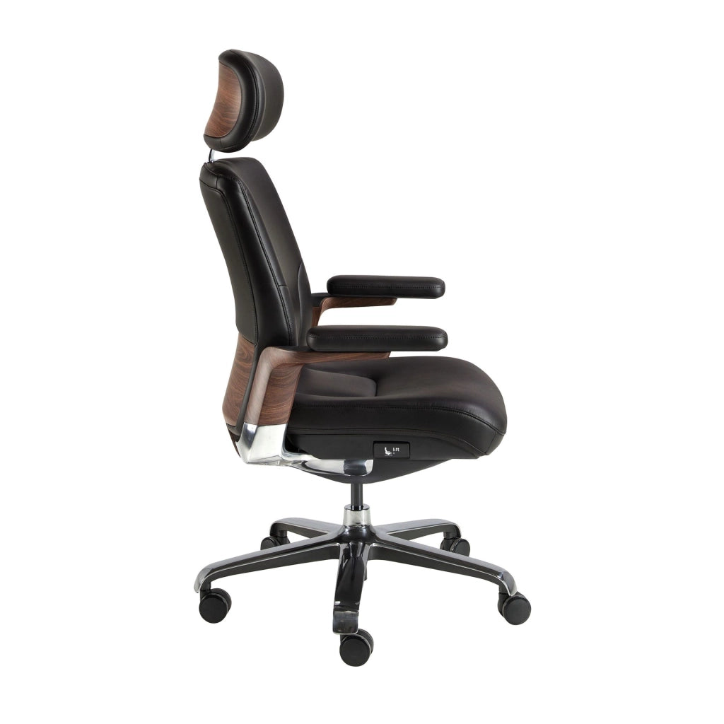 Sedia girevole da ufficio in similpelle nera