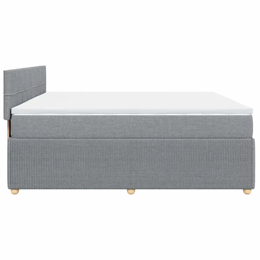 Giroletto a Molle con Materasso Grigio Chiaro 200x200cm Tessuto
