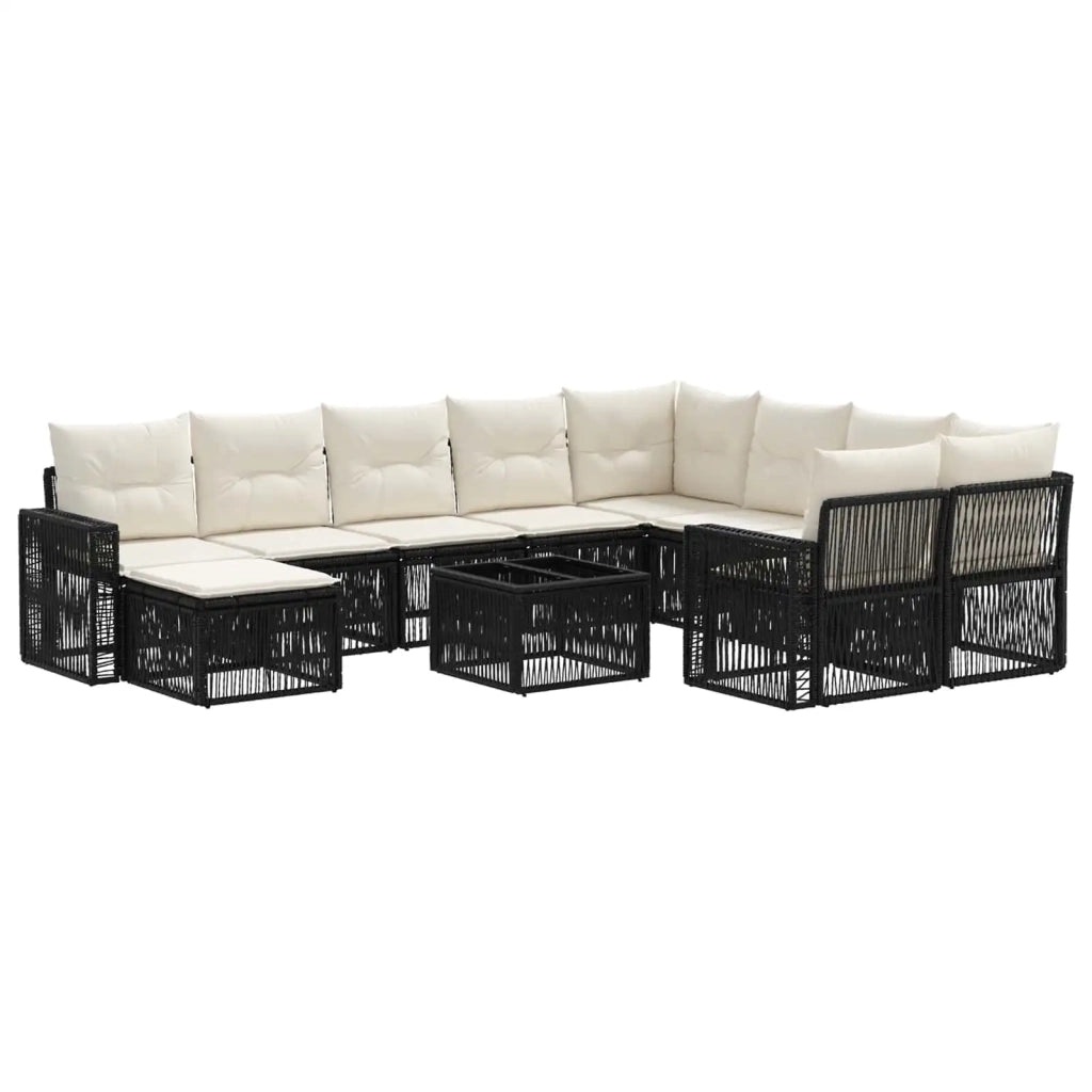Set Divano da Giardino 11 pz Nero polyrattan 3435319