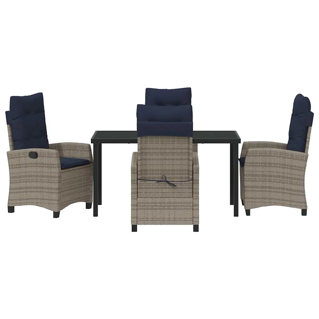 Set da Pranzo per Giardino con cuscino 5 pcs Grigio polyrattan