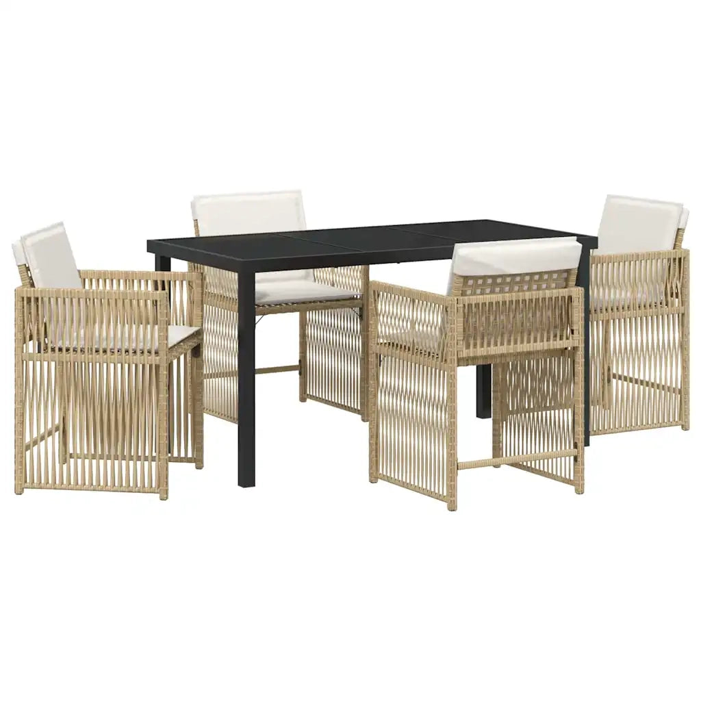 Set da Pranzo per Giardino 5 pcs Beige polyrattan