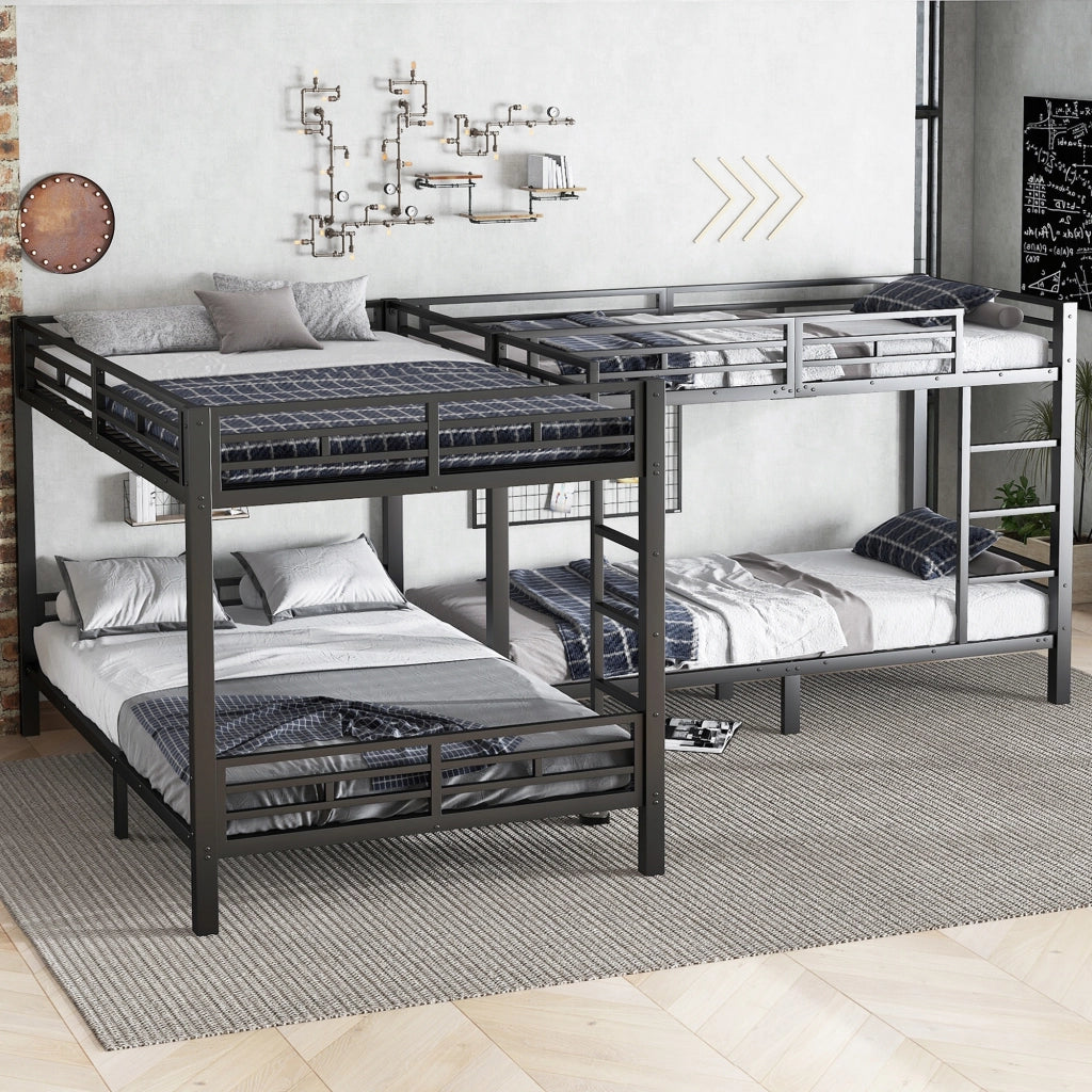 Letto a castello 90x200 e 140x200 - Xylo - Nero, metallo