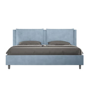 BS COM Letto contenitore imbottito 180x200 microfibra azzurro