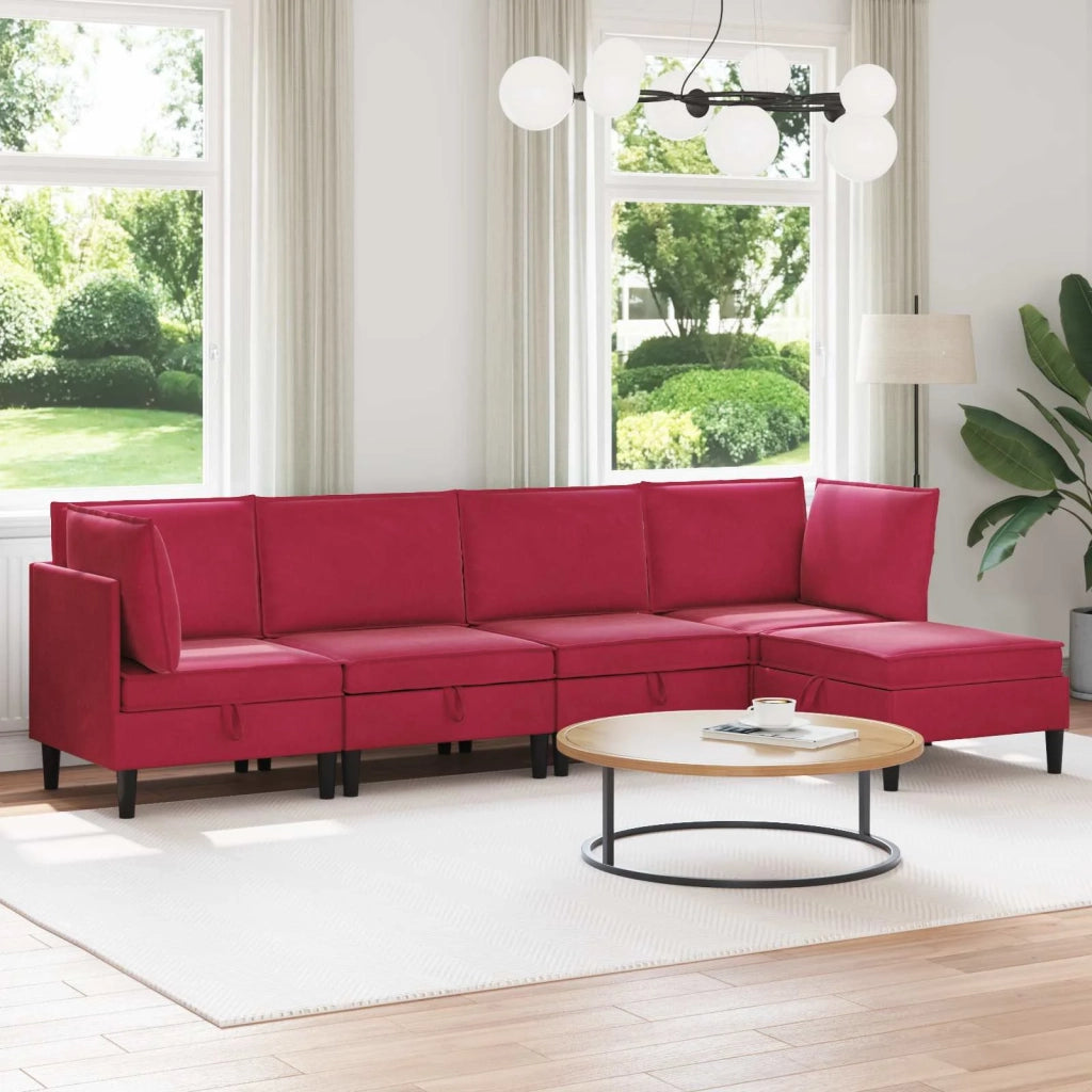 Set di mobili per il soggiorno 5 pcs Rosso Vino Velluto 3413751