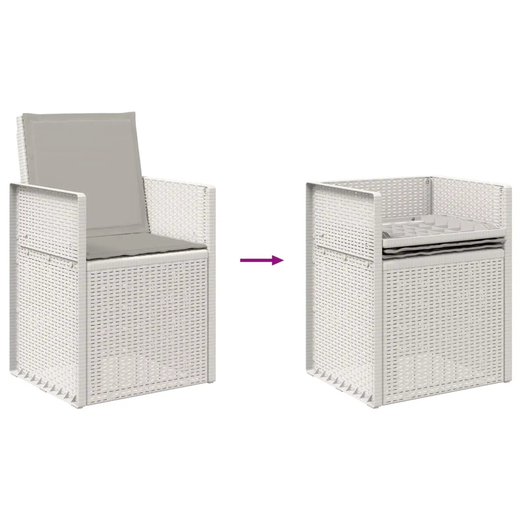 Set da Pranzo per Giardino 5 pcs Bianco e Grigio Chiaro PP