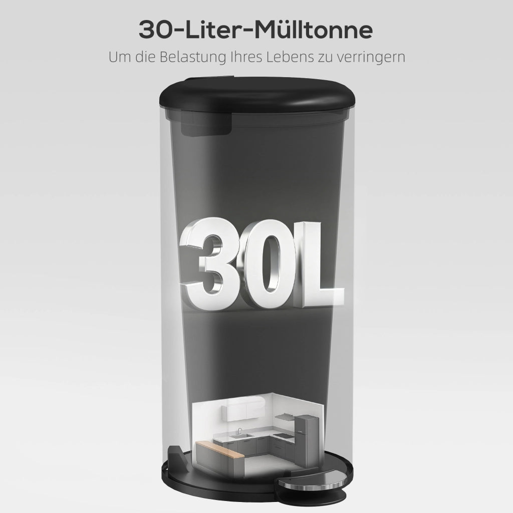 Bidone per i rifiuti 30L con coperchio e pedale ¨C Minimal ¨C 36x30x63,5 cm, nero