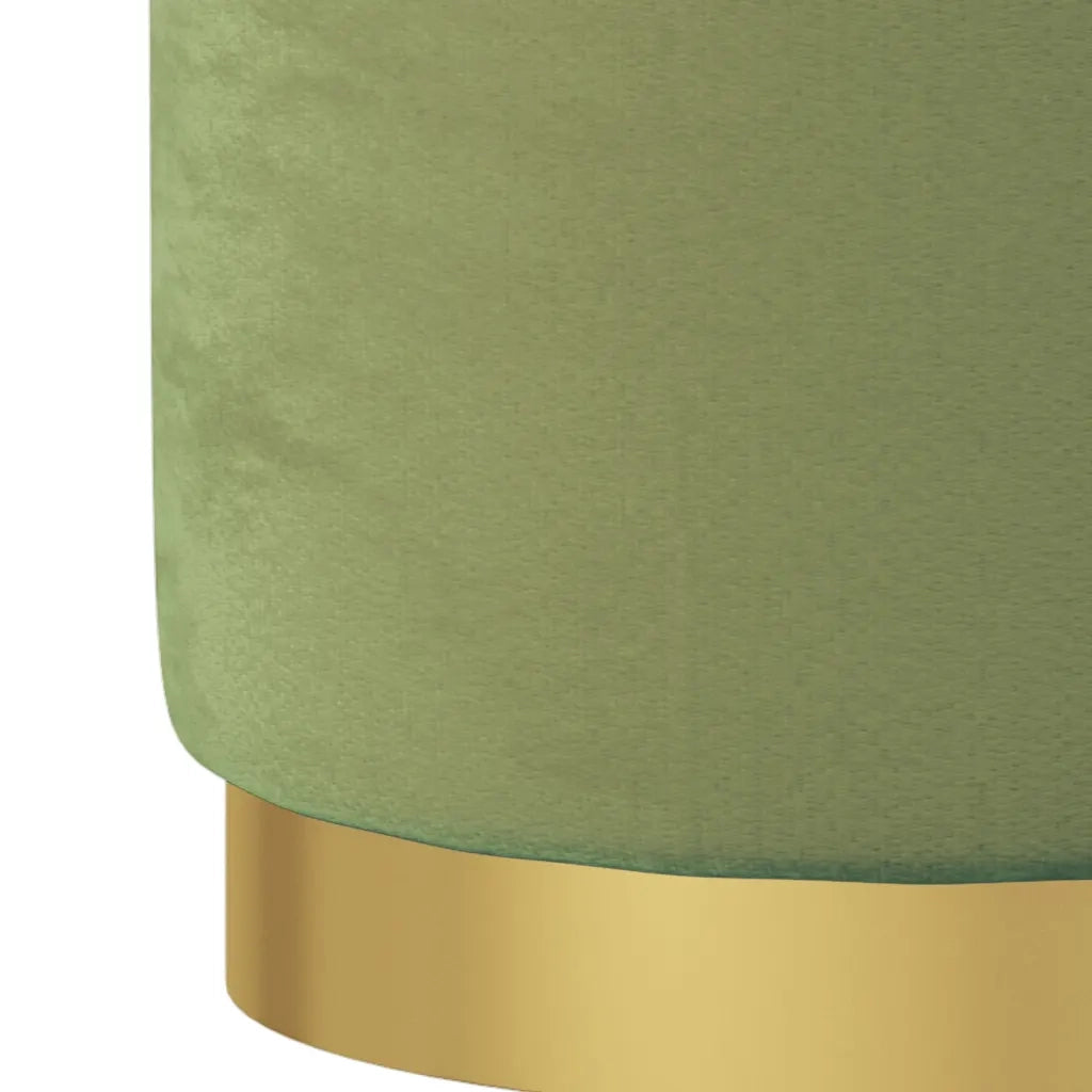 Sgabello Rotondo con Contenitore Verde Senape in Velluto 31 x 37 cm 340292