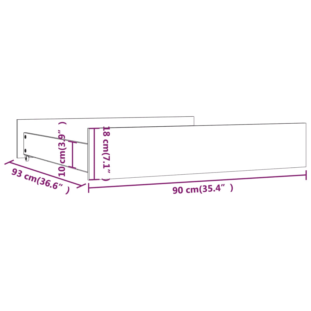 Cassettoni da Letto 2 pz in Legno Massello di Pino 814979