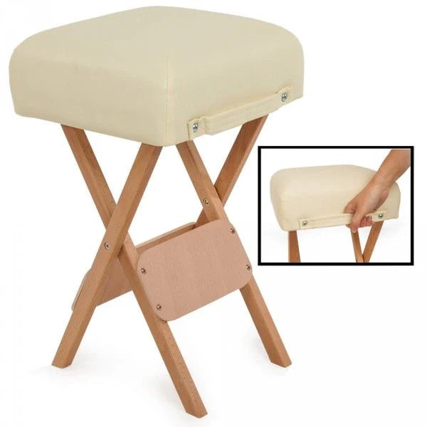 Kit massaggio professionale: sgabello + cuscino mezzo cilindro + cuscino a rullo beige 08_0000470