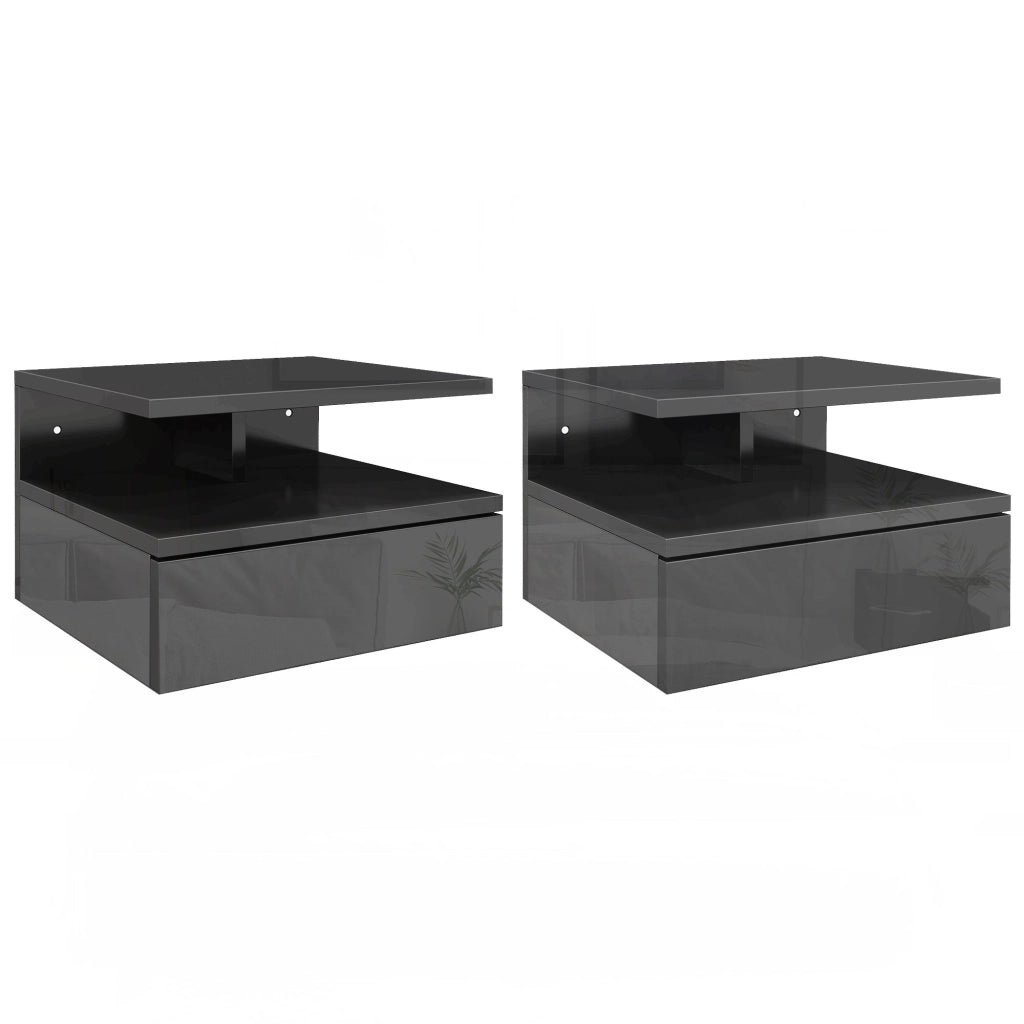 Comodino ¨C Minimal ¨C Nero Lucido 35x32x22,5 cm