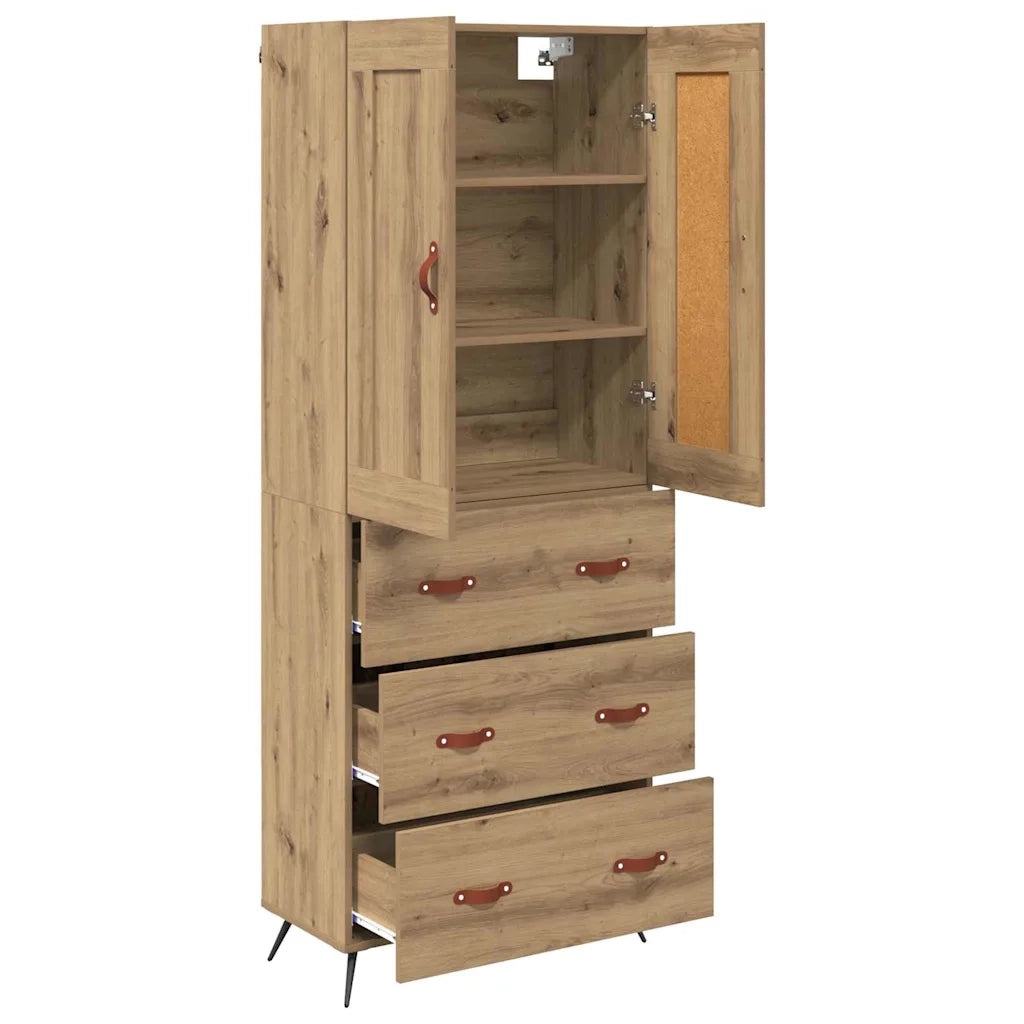 Credenza con Cassetto-Buffet-Armadio da cucina Rovere artigianale 69,5 x 34 x 180 cm 531518