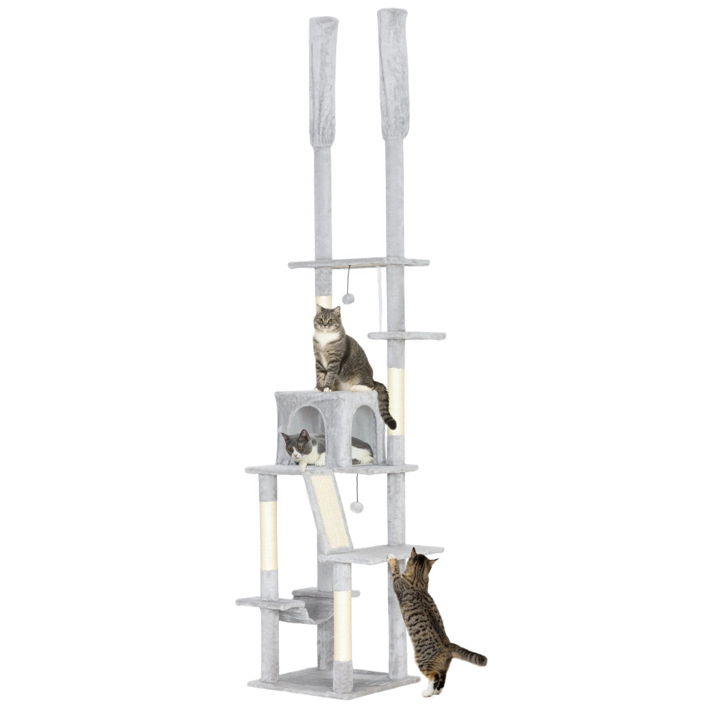 Tiragraffi a Soppalco con Casetta e Amaca ¨C Zephmum ¨C Grigio 225-255 cm