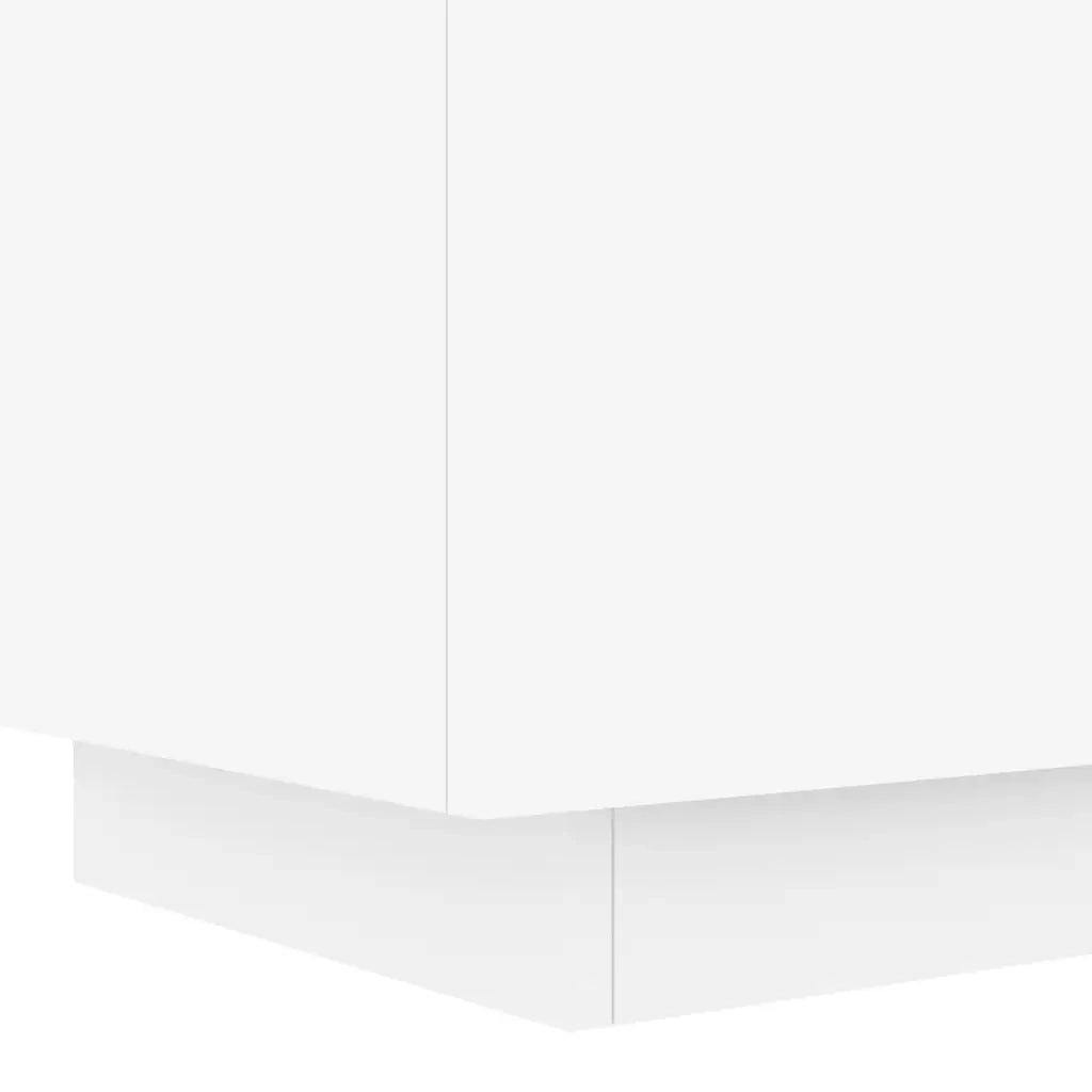 Comodino con Luci LED Bianco in Legno Multistrato 836735