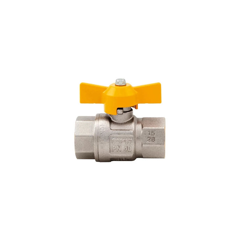 Valvola a sfera gas maniglia F–F 1" – ottone certificata Art. 068 per uso frequente