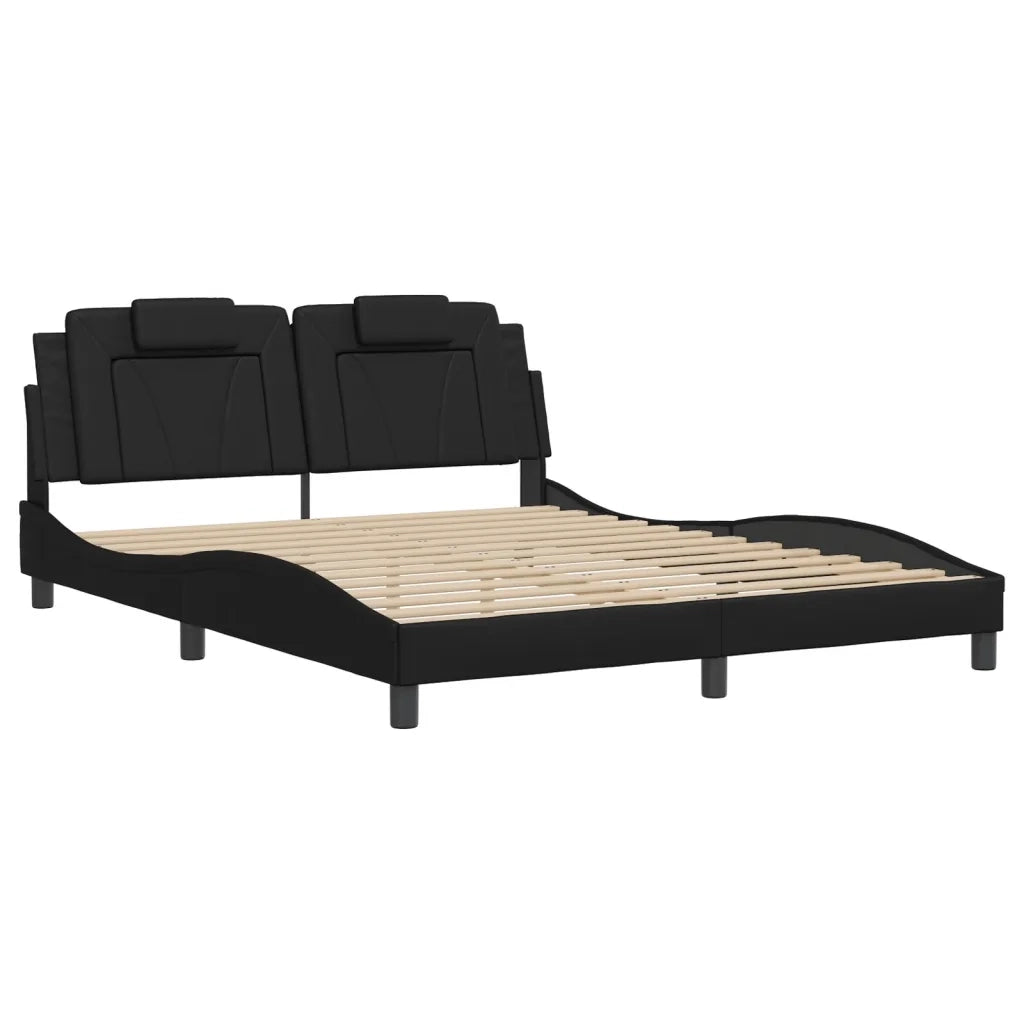 Letto matrimoniale | Letto per adulti | Giroletto Viana con LED senza Materasso Nero 160x200 cm