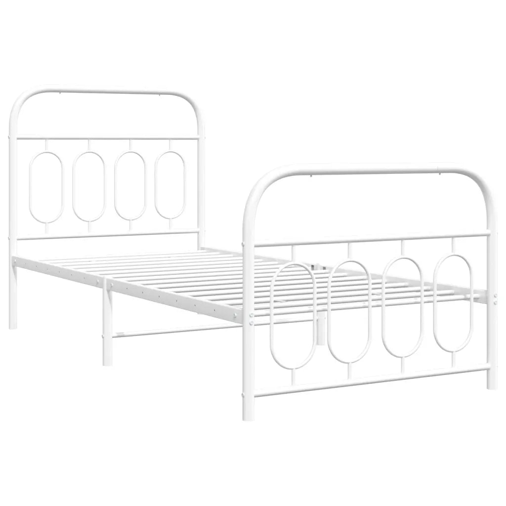 Giroletto con Testiera e Pediera Metallo Bianco 80x200 cm 377175