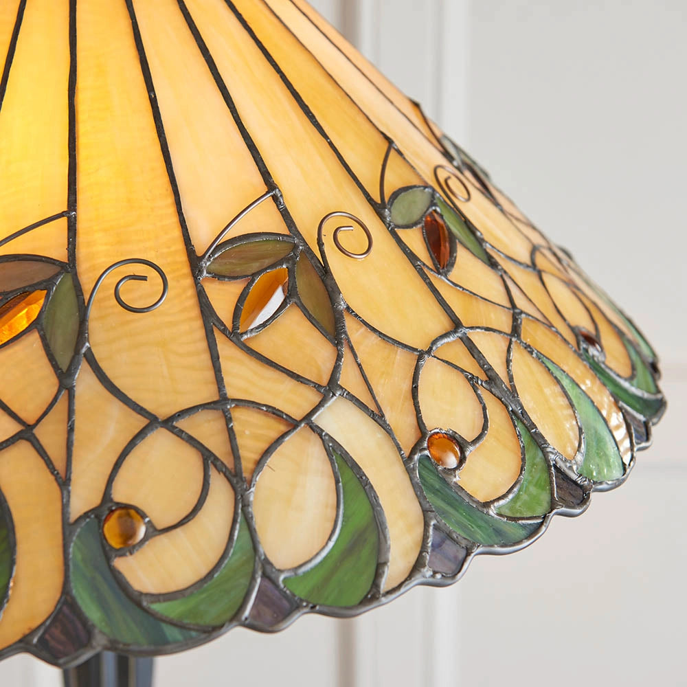 Lampada da terra Tiffany Jamelia, vetro ambra 2xE27