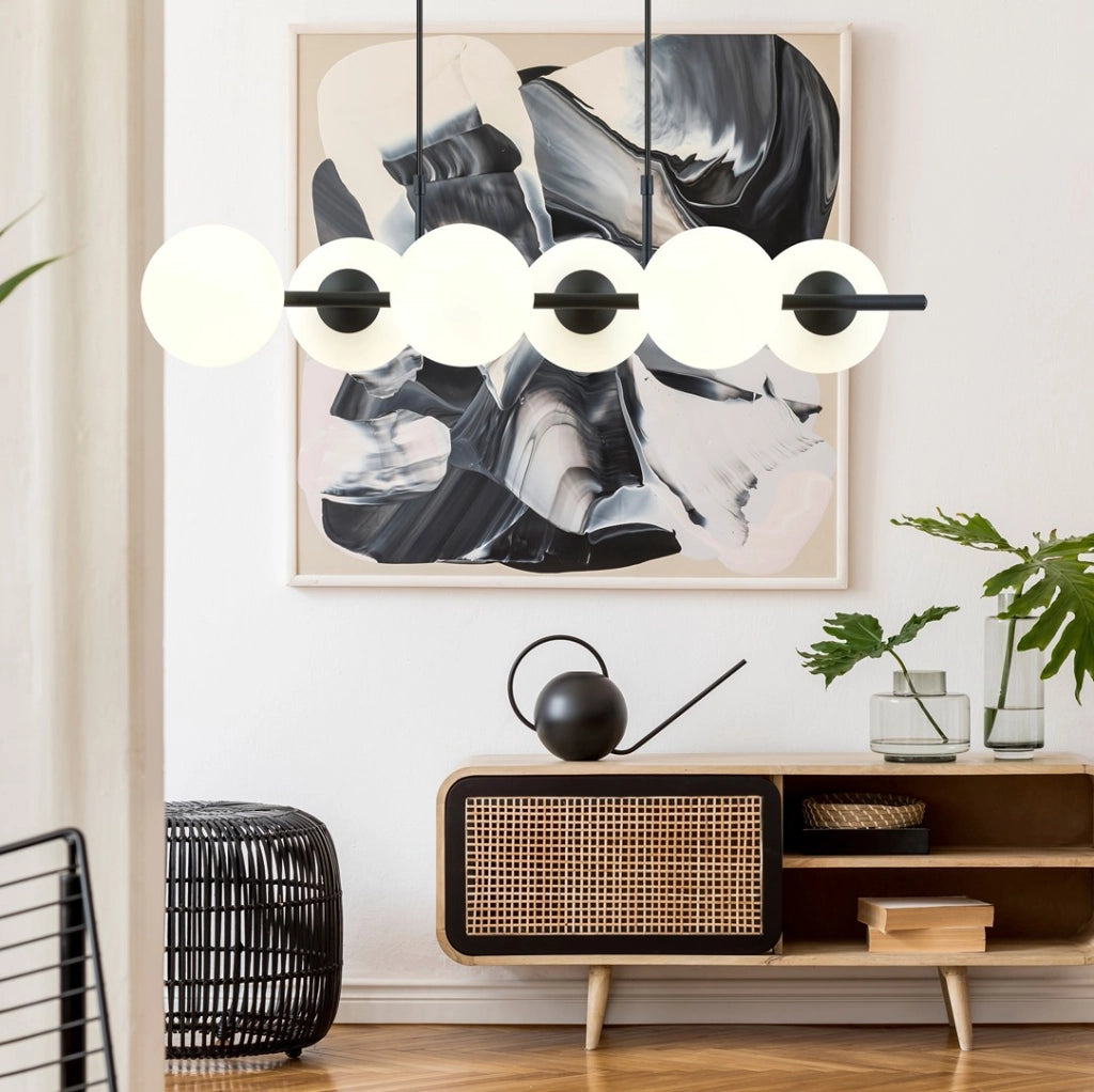 Lampadario sospeso Emibig RORY 6 luci opale nero E14