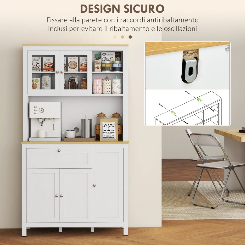 Armadio da Cucina con Cassetti e Ripiani ¨C zephmum ¨C Bianco 100x40x180 cm