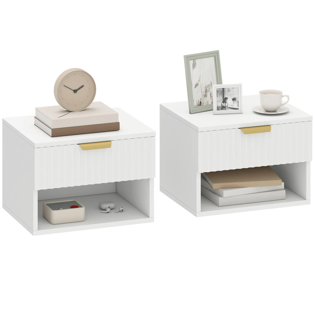 Comodini sospesi ¨C Minimal ¨C 2 pezzi, bianco, 40x34x29cm