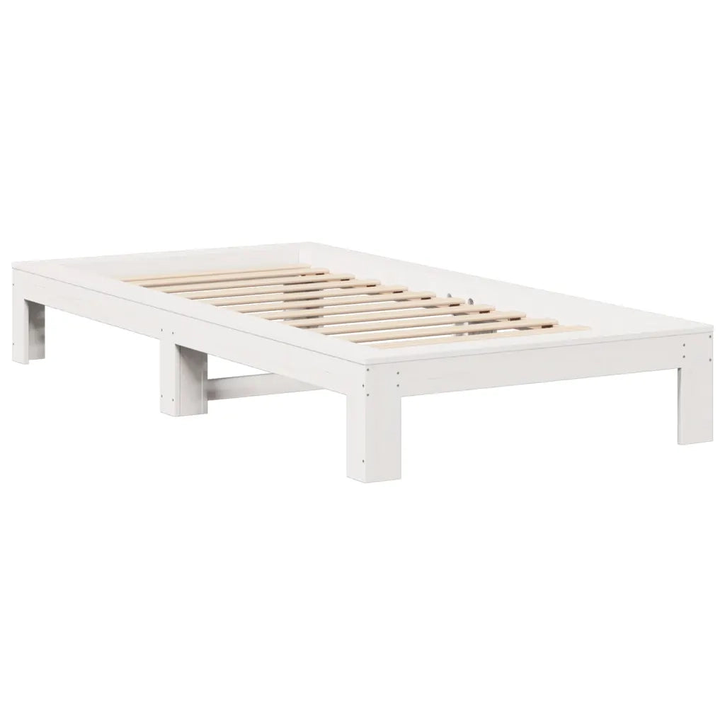 Letto singolo | Letto per adulti | Giroletto senza Materasso Bianco 100x200 cm Legno Massello Pino