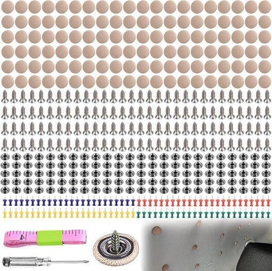 Set di riparazione del tetto per auto - set di chiodi a molla - set di riparazione del tetto per auto - strumento per svitare viti - livella - scatola in plastica - riparazione della copertura del parabrezza per auto - tutti i tipi di auto.