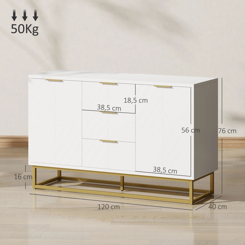 Buffet ¨C zephmum ¨C bianco metallo dorato 120x40x76 cm