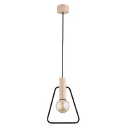 Lampada a sospensione scandinava legno trapezio E27 Alfa
