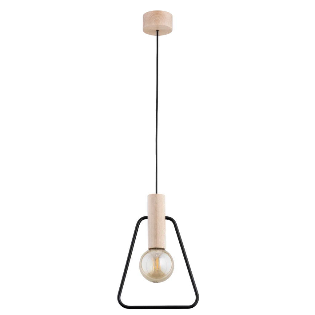 Lampada a sospensione scandinava legno trapezio E27 Alfa