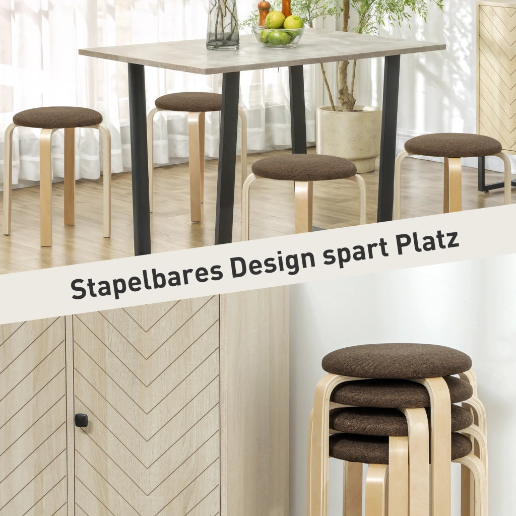 Pouf Imbottiti Imbottito 4 Pezzi ¨C Minimal ¨C Marrone Legno