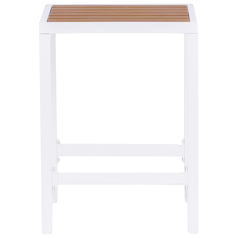 Sgabello da giardino per esterni in acciaio e legno bianco stile elegante